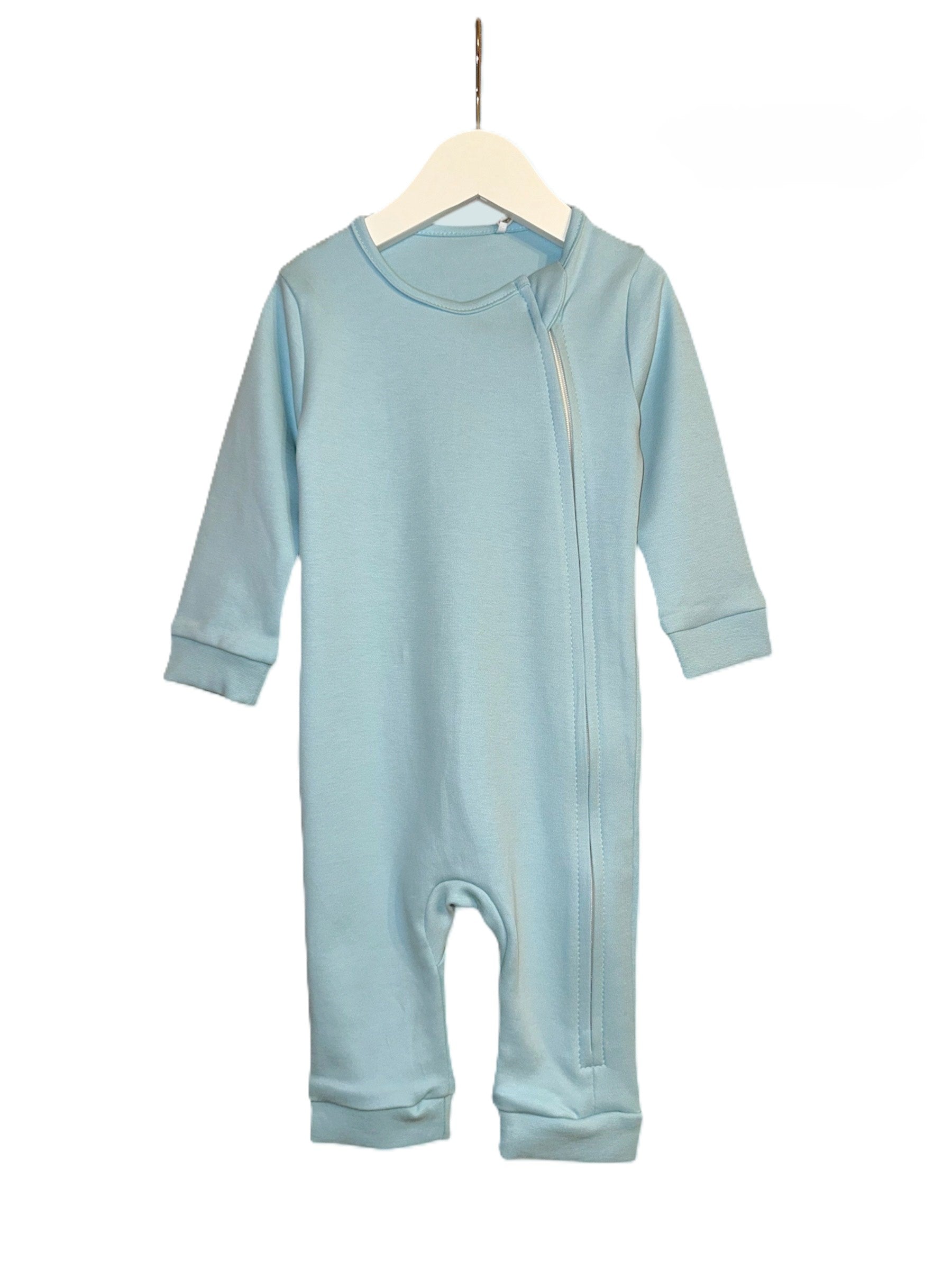 Blue Ultra-Soft Baby Romper with Zipper for Sensitive Skin (Gentle Touch fabric)