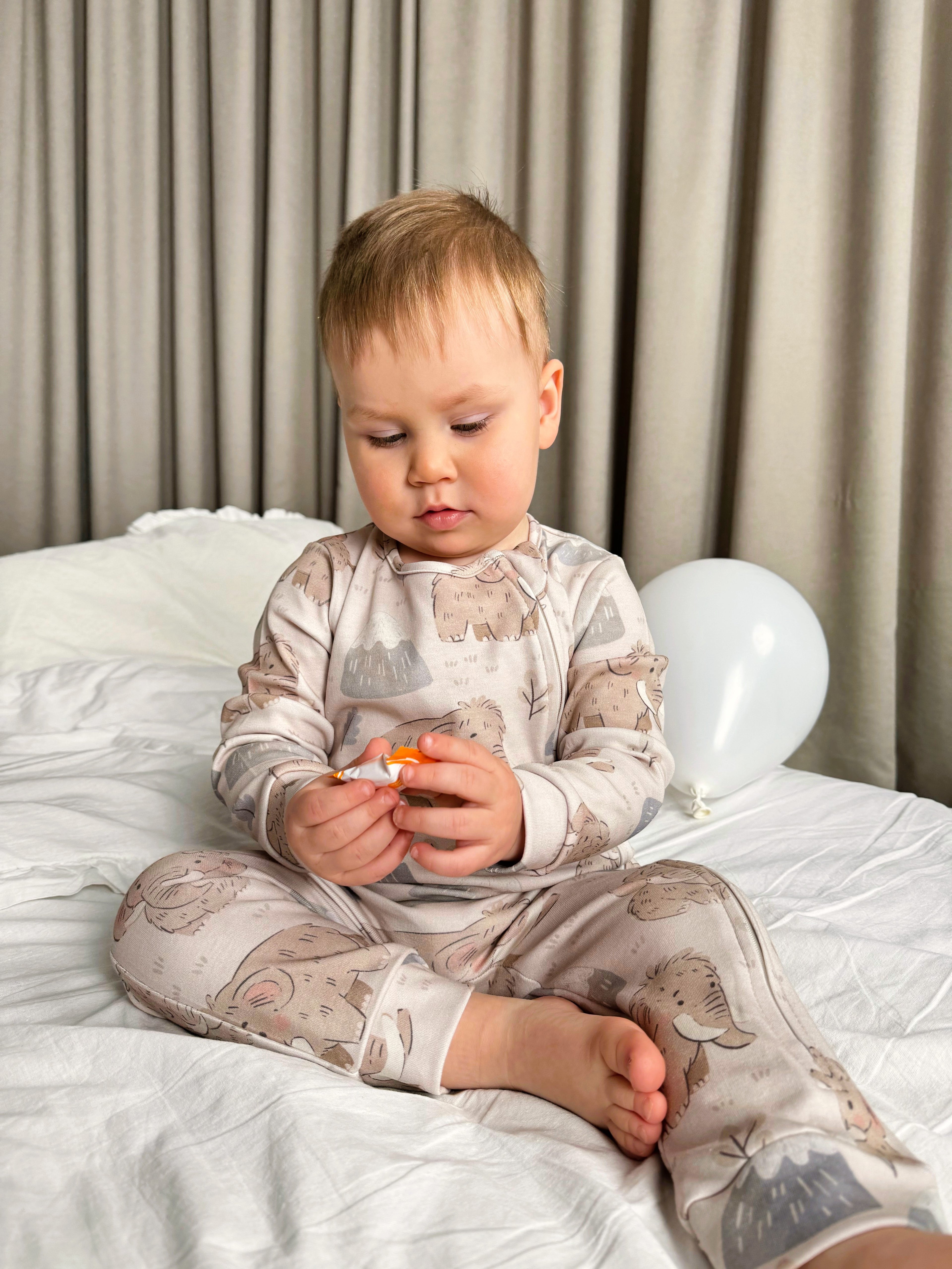 Ultra-Soft Baby Romper with Zipper "Mammoth" (Gentle Touch fabric)