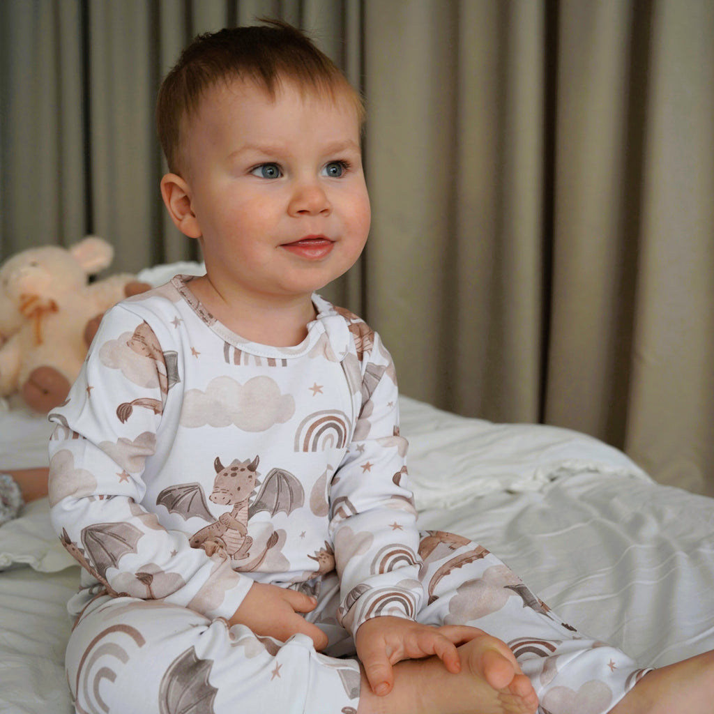 Ultra-Soft Baby Romper with Zipper "Dino" (Gentle Touch fabric)