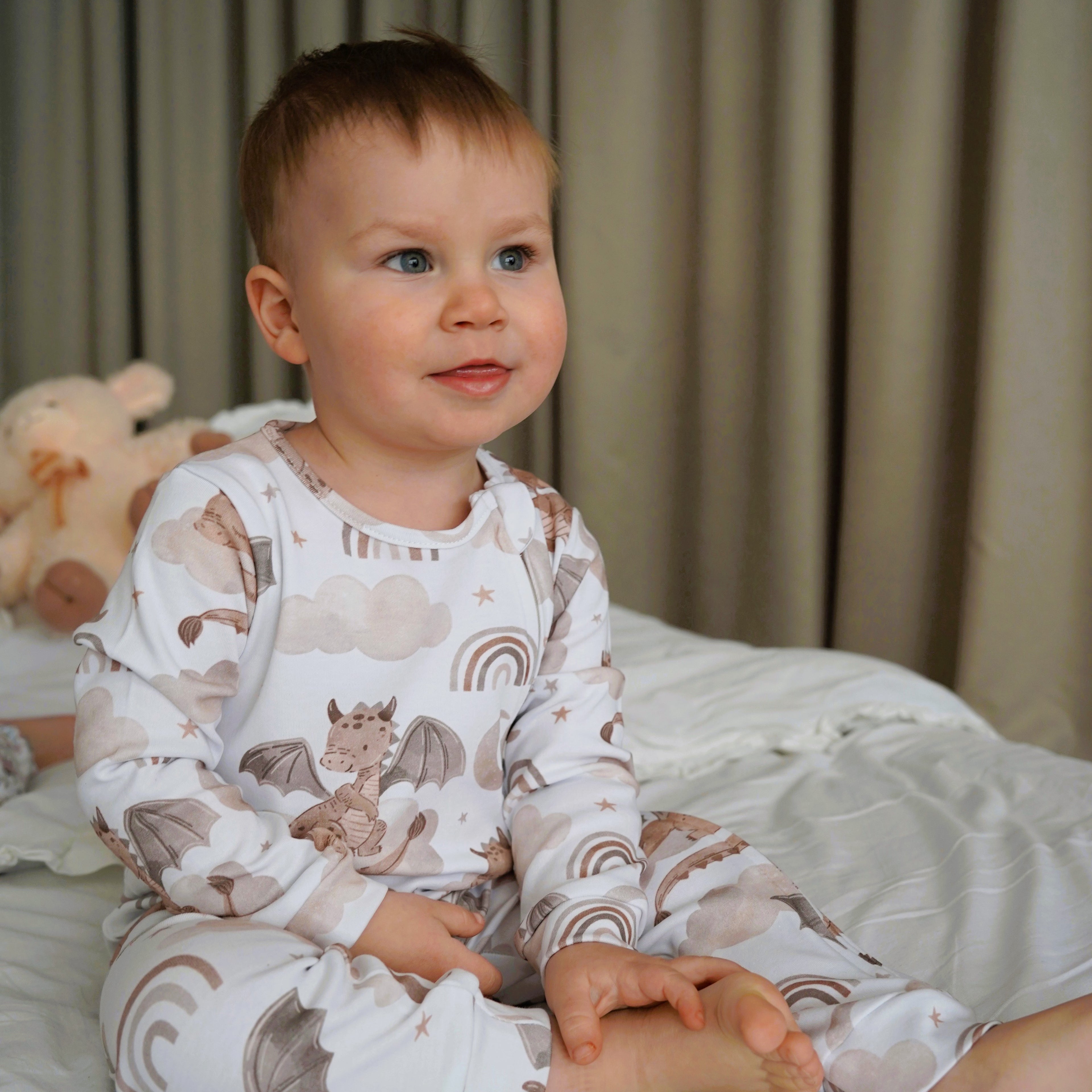 Ultra-Soft Baby Romper with Zipper "Dino" (Gentle Touch fabric)