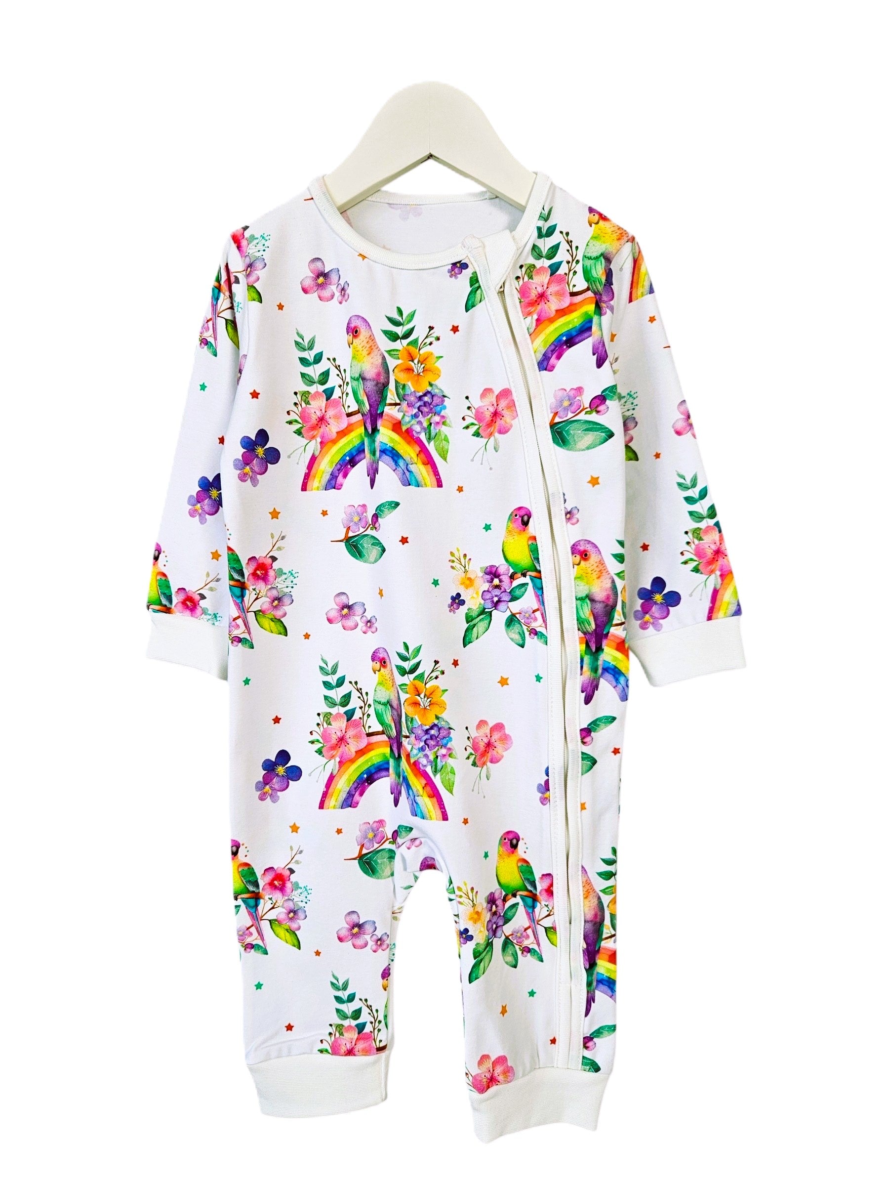 Ultra-Soft Baby Romper with Zipper "Parrot" (Gentle Touch fabric)