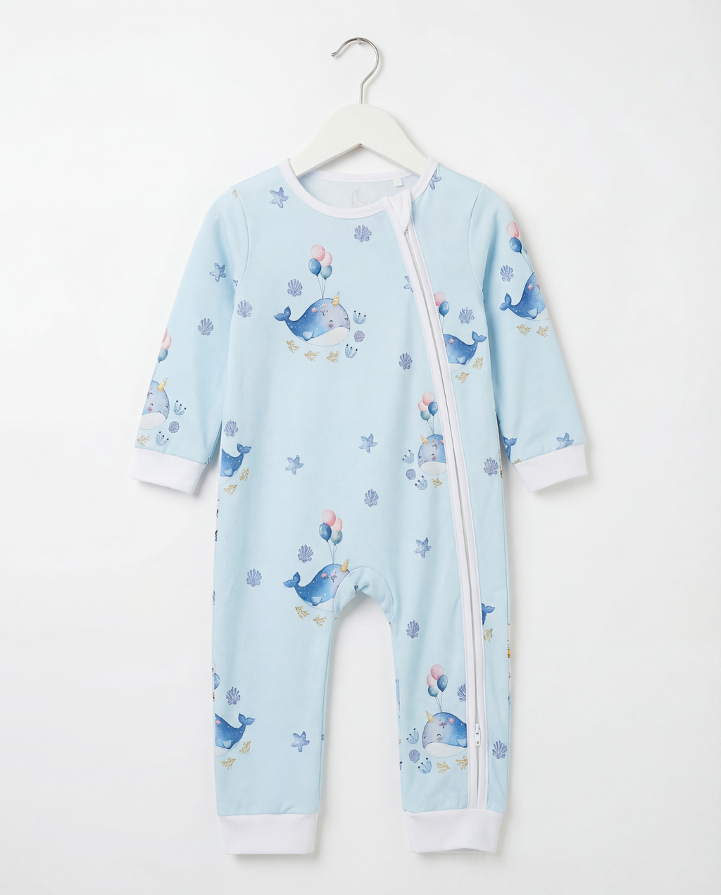 Baby Romper with 2-way zipper "Ocean" (Jersey fabric)