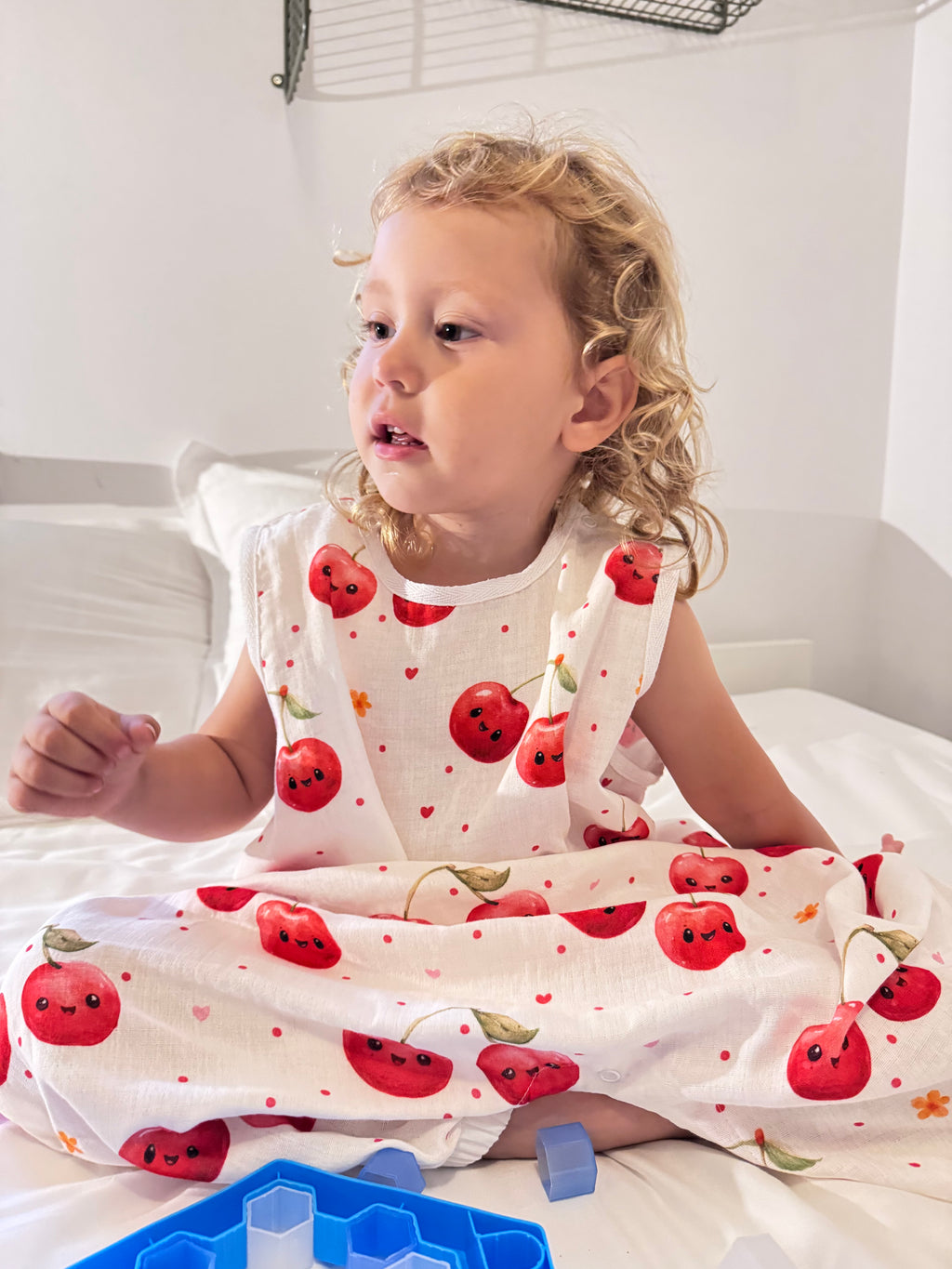 Ultra-Thin Summer Muslin Sleeping Bag with Legs Cherry Smile