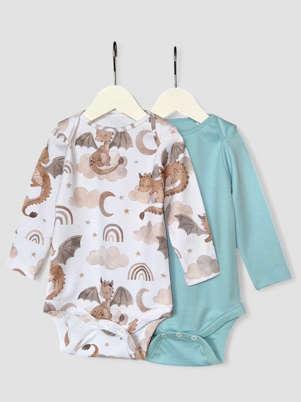 Dino 2 Pack GentleTouch Baby Long Sleeve Bodysuits – Perfect for Sensitive Skin
