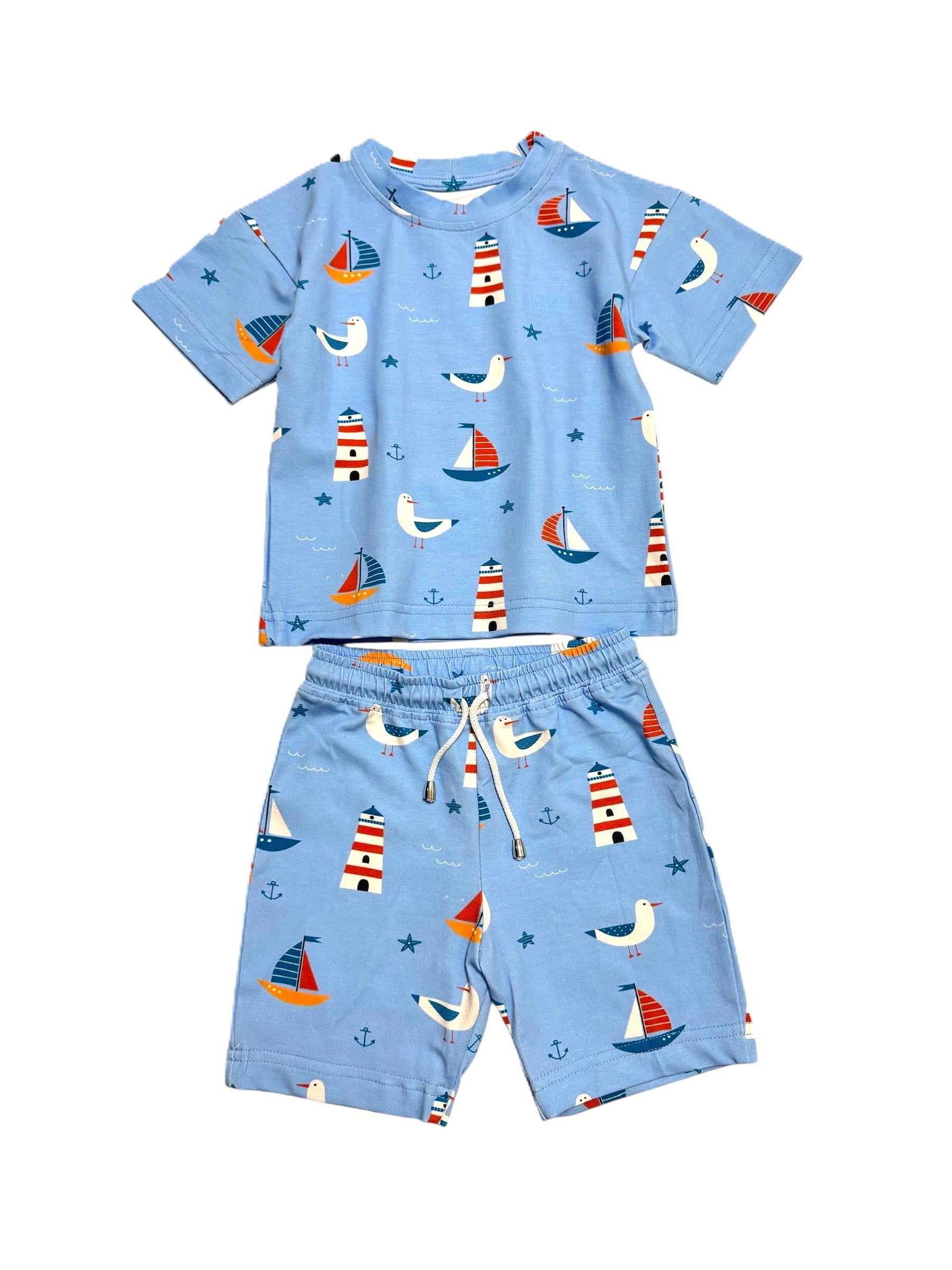 Set vară băieți Explorator marin (Tricou și pantaloni scurți)