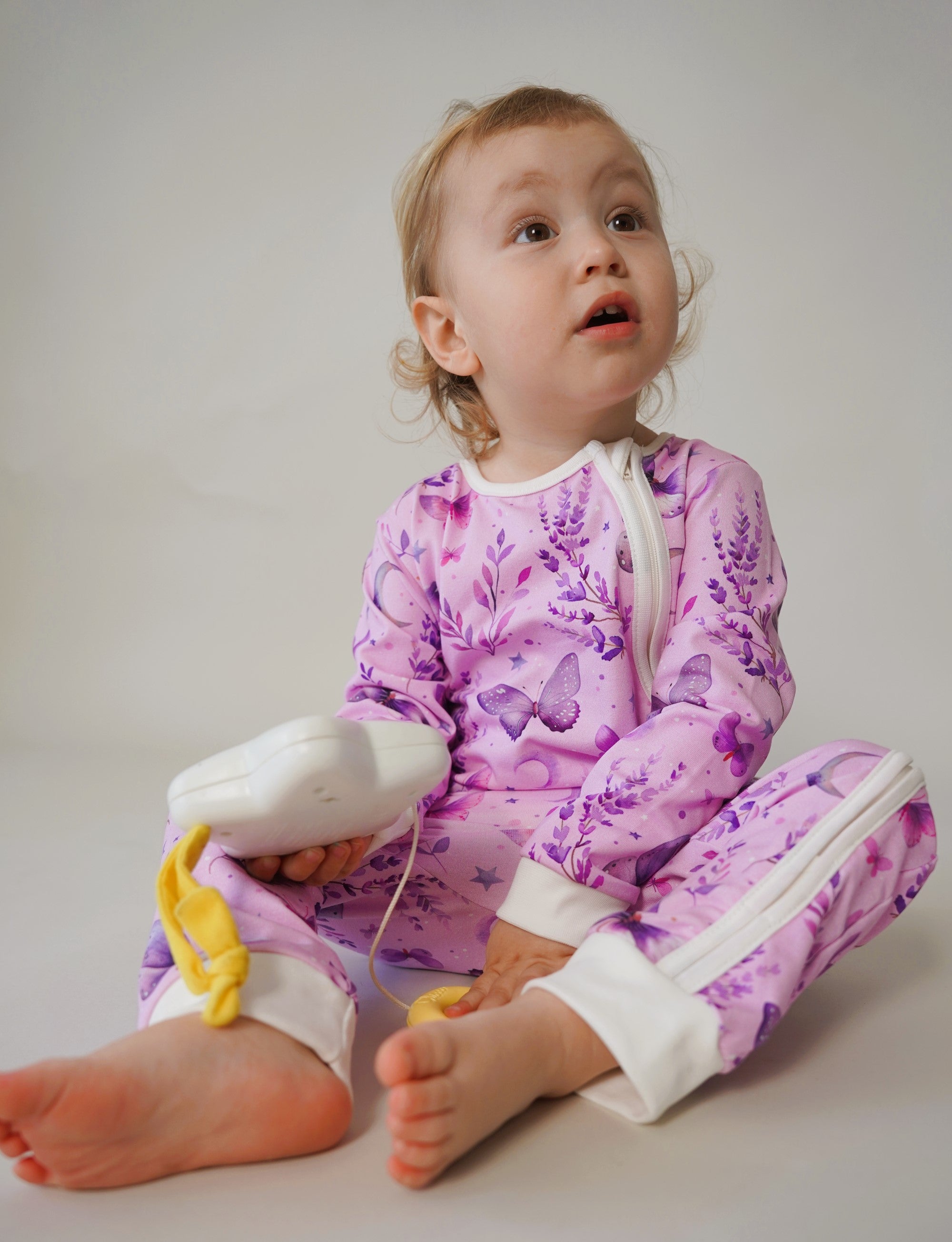 Ultra-Soft Baby Romper with Zipper "Pink Butterfly" (Gentle Touch fabric)